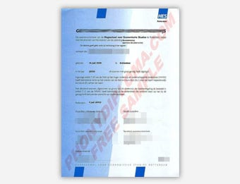Getuigschrift Hoger Beroepsonderwijs - Fake Diploma Sample from Netherlands